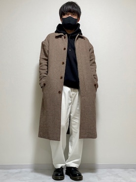 「EMMA CLOTHES（エマクローズ）のアイテム（ステンカラーコート）」を使った、DAiさん（メンズ・172cm）の冬コーディネート