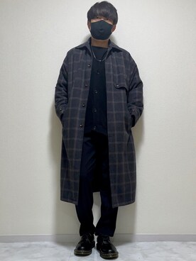 「CASPER JOHN（キャスパージョン）のアイテム（ステンカラーコート）」を使った、DAiさん（メンズ・172cm）の冬コーディネート