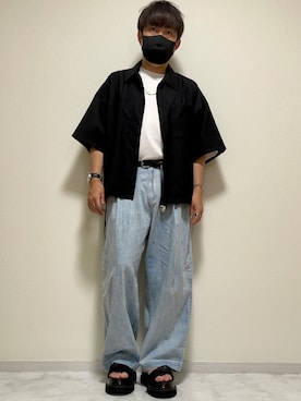 「act'm（アクトム）のアイテム（トップス）」を使った、DAiさん（メンズ・172cm）の夏コーディネート