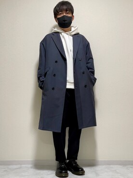 「CASPER JOHN」｜「アイテム（チェスターコート）」を使った、DAiさん（メンズ・172cm）の冬コーディネート
