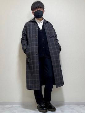「CASPER JOHN（キャスパージョン）のアイテム（ステンカラーコート）」を使った、DAiさん（メンズ・172cm）の冬コーディネート