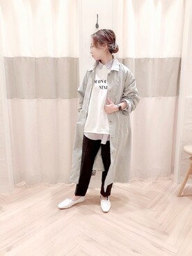 「Samansa Mos2 blue（サマンサモスモスブルー）のアイテム（ステンカラーコート）」を使った、yuyu720さん（レディース・153cm）の春コーディネート