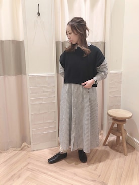 「サマンサモスモス」｜「アイテム（シャツワンピース）」を使った、yuyu720さん（レディース・153cm）の冬コーディネート