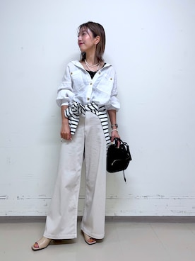 「BARNYARDSTORM（バンヤードストーム）のACTIVO micadellavalle/ドロストバッグ（バッグ、ブラック系）」を使った、mymymy1103さん（レディース・159cm）の春コーディネート