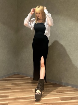 「春ニット」｜「アイテム（ワンピース）」を使った、小島希歩　さん（レディース・163cm）の夏コーディネート