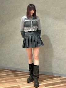 EMODA ヴィンテージライクプリーツミニスカート ブラウン Mサイズ セール】ヴィンテージライクプリーツミニスカート（スカート