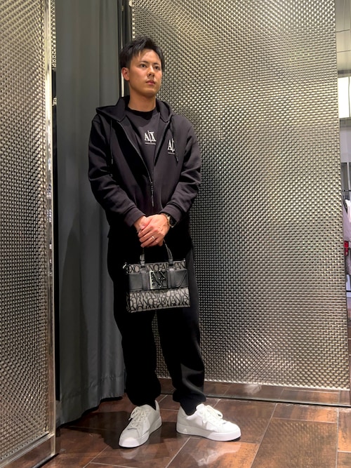 超希少　80s giorgio armani レザー　バッグ　イタリア製 A|X アルマーニ エクスチェンジ】BOXロゴバックル ミニハンドバッグ