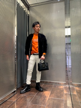 「アイテム（ハンドバッグ）」を使った、KAKERUさん（メンズ・170cm）の冬コーディネート