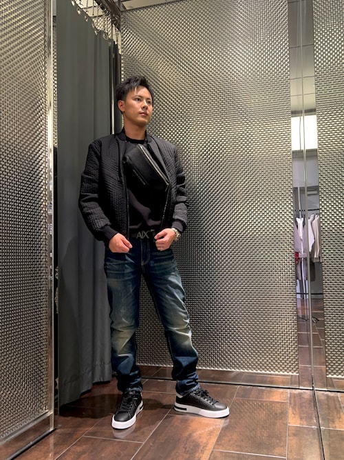 入手困難✨XL相当 アルマーニ ボンバージャケット デニム キルティング 切替 A|X アルマーニ エクスチェンジ】キルティング ボンバージャケット