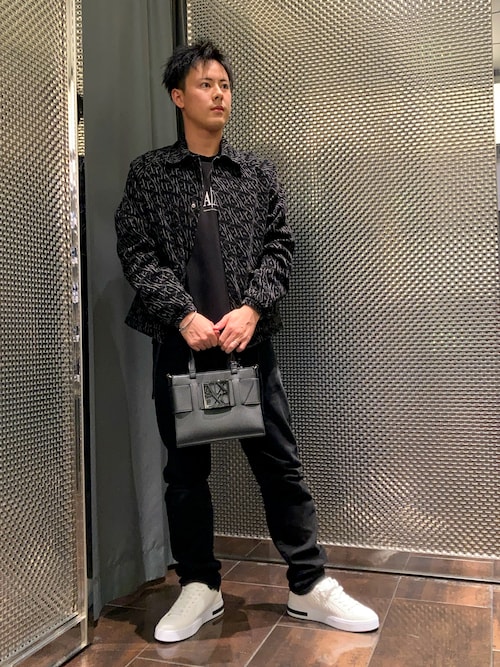 A|X アルマーニ エクスチェンジ】BOXロゴバックル ミニハンドバッグ