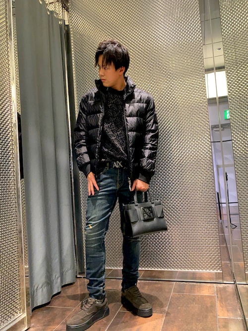 A|X アルマーニ エクスチェンジ】オールオーバージャカードロゴ ニット