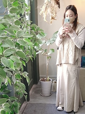 「moment+（モーメントプラス）のアイテム（セットアップ）」を使った、htnymkさん（レディース・148cm）の春コーディネート