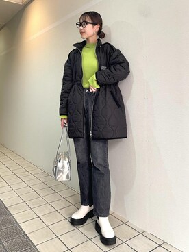 「リブニット」｜「アイテム（ブルゾン）」を使った、akariさん（レディース・161cm）の秋コーディネート