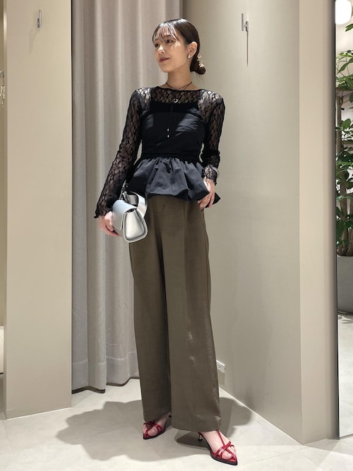 セール】クルーネックインナートップス（レース・チェック・ラメ  