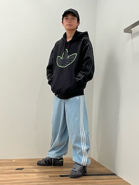 Adidas Adilenium デニムカーゴパンツ クリアブルー34 adidas