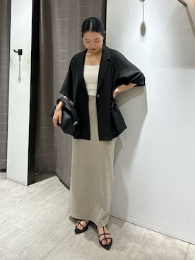 「ラメスカート」｜「アイテム（ジャケット/アウター）」を使った、yamatolemageさん（レディース・155cm）の夏コーディネート