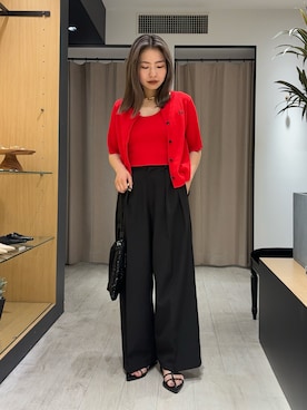 「ロゴニット」｜「アイテム（サンダル）」を使った、yamatolemageさん（レディース・155cm）の春コーディネート
