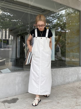 「コーディネート」｜「アイテム（ジャンパースカート）」を使った、yamatolemageさん（レディース・155cm）の夏コーディネート