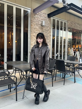 「アイテム（ライダースジャケット）」を使った、aoi0oliveさん（レディース・159cm）の秋コーディネート