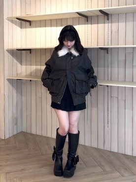 「アイテム（ライダースジャケット）」を使った、aoi0oliveさん（レディース・159cm）の秋コーディネート