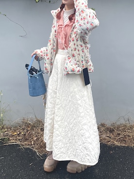 「merry jenny（メリージェニー）のアイテム（ナイロンジャケット）」を使った、つじりさん（レディース・156cm）の秋コーディネート