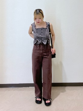 「アイテム（サンダル）」を使った、AYANAさん（レディース・155cm）の夏コーディネート