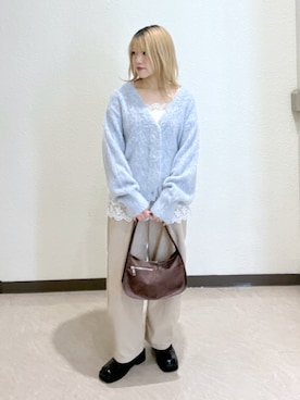 「アイテム（カーディガン/ボレロ、ピンク系）」を使った、AYANAさん（レディース・155cm）の秋コーディネート