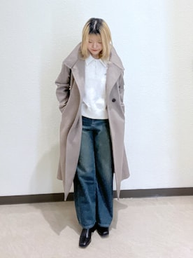 「アイテム（ステンカラーコート）」を使った、AYANAさん（レディース・155cm）の秋コーディネート