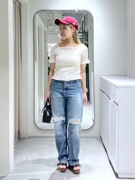 「FREE'S MART（フリーズマート）のアイテム（帽子）」を使った、Ayanaさん（レディース・155cm）の夏コーディネート