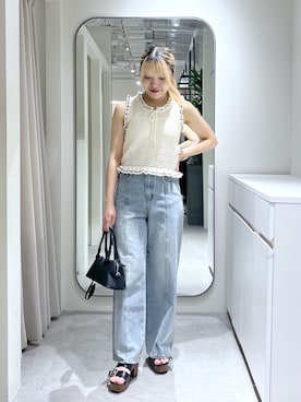 「FREE'S MART（フリーズマート）のアイテム（パンツ）」を使った、Ayanaさん（レディース・155cm）の夏コーディネート
