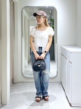「FREE'S MART（フリーズマート）のアイテム（帽子）」を使った、Ayanaさん（レディース・155cm）の夏コーディネート