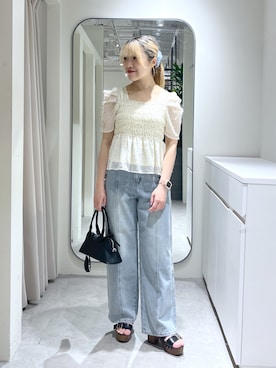 「FREE'S MART（フリーズマート）のアイテム（パンツ）」を使った、Ayanaさん（レディース・155cm）の夏コーディネート