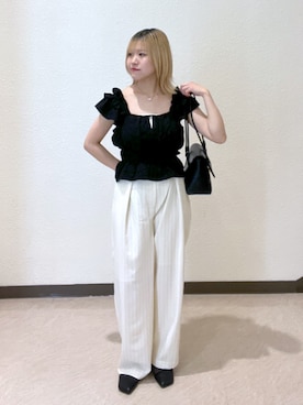 「アイテム（サンダル）」を使った、AYANAさん（レディース・155cm）の夏コーディネート