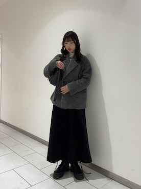 「アイテム（その他アウター、グレー系）」を使った、gyouza17さん（レディース・163cm）の秋コーディネート
