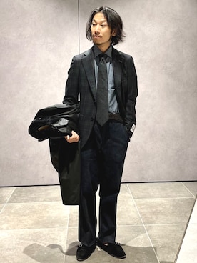 「SHIPS（シップス）のアイテム（シャツ/ブラウス）」を使った、中瀬さん（メンズ・166cm）の秋コーディネート