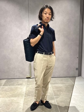 「SHIPS（シップス）のSHIPS: ALBINI ショートスリーブ ポロシャツ（ポロシャツ）」を使った、中瀬さん（メンズ・166cm）の夏コーディネート