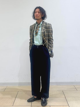 「SHIPS（シップス）のアイテム（バンダナ/スカーフ）」を使った、中瀬さん（メンズ・166cm）の夏コーディネート