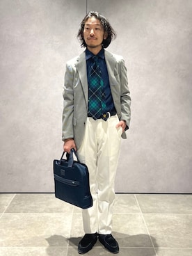 「SHIPS（シップス）のアイテム（フォーマルスーツ/小物）」を使った、中瀬さん（メンズ・166cm）の春コーディネート