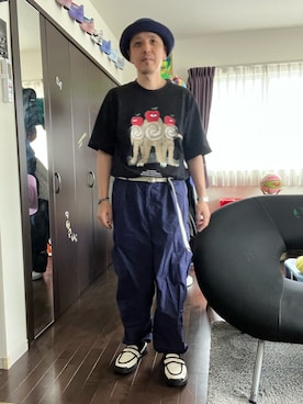 「KANGOL（カンゴール）のアイテム」を使った、DJ音霊さん（メンズ・168cm）の夏コーディネート