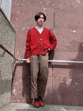 「原宿」｜「アイテム（チノパンツ）」を使った、　to-Ⅱさん（メンズ・169cm）の春コーディネート