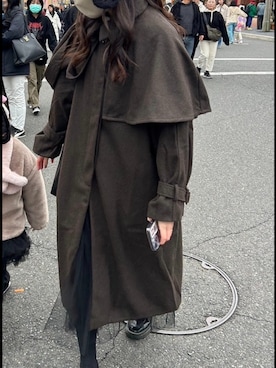 「JUNOAH（ジュノア）のアイテム（ステンカラーコート）」を使った、meme723さん（レディース・160cm）の冬コーディネート
