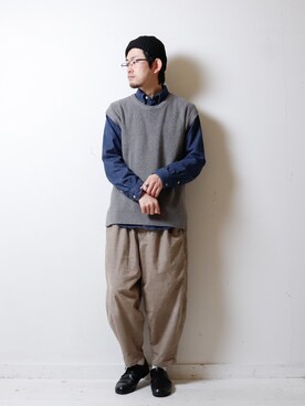 「Nine Tailor（ナインテイラー）のアイテム（帽子）」を使った、べーやんさん（メンズ・170cm）の春コーディネート
