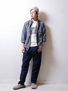 「and wander（アンドワンダー）のアイテム（トップス）」を使った、べーやんさん（メンズ・170cm）の春コーディネート