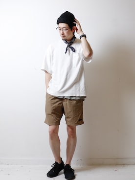 「Nine Tailor（ナインテイラー）のアイテム（帽子）」を使った、べーやんさん（メンズ・170cm）の夏コーディネート