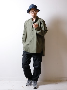 「orSlow（オアスロウ）のアイテム（帽子）」を使った、べーやんさん（メンズ・170cm）の冬コーディネート
