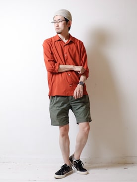 「ROKX（ロックス）のアイテム（パンツ）」を使った、べーやんさん（メンズ・170cm）の夏コーディネート