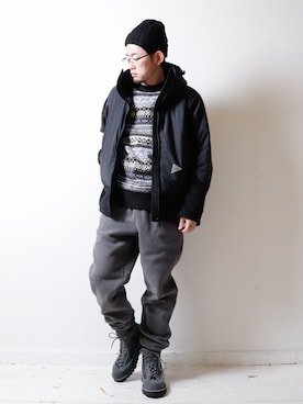 「アイテム（ブルゾン）」を使った、べーやんさん（メンズ・170cm・40代）の冬コーディネート