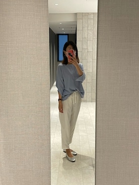 「ペタンコ靴」｜「アイテム（スラックス）」を使った、ondoruさん（レディース・163cm）の夏コーディネート