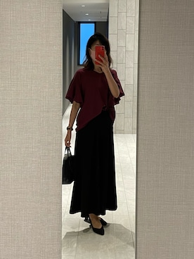 「パープル×黒」｜「アイテム（シャツ/ブラウス）」を使った、ondoruさん（レディース・163cm）の夏コーディネート
