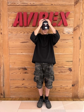 「AVIREX（アヴィレックス）の直営店限定 ×ニューエラ ポロキャップ USA国旗/AVIREX×NEW ERA 9TWENTY POLO CAP U.S.A FLAG」を使った、りょーさん（メンズ・178cm）の夏コーディネート